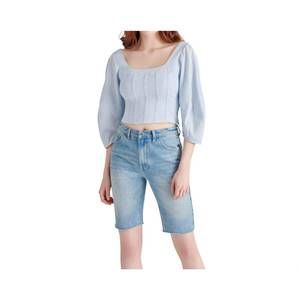 NEW STEVE MADDEN shay smocked back crop top in sky blue